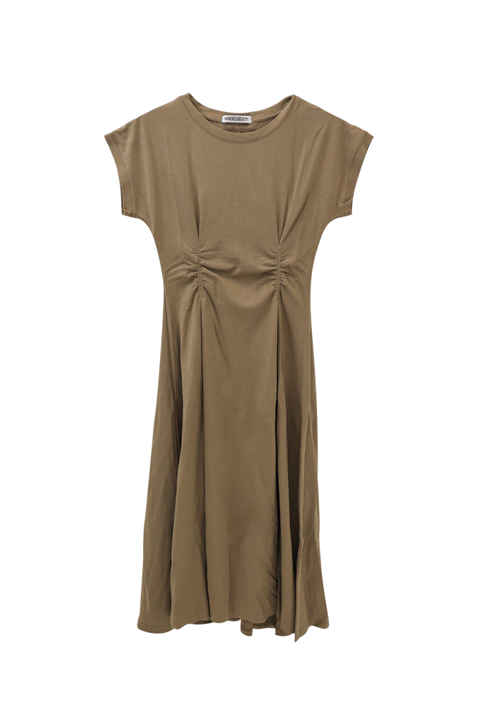 Round Neck Front Pleated Dress
