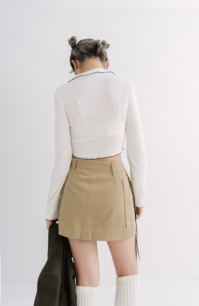 Classic Short Skirt （Beige/Grey）